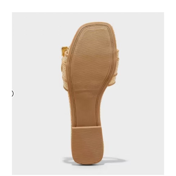 A New Day Women's Rhinestone Embellished Slide Sandals - Raffia‎ Tan size 6.5 - Picture 5 of 5